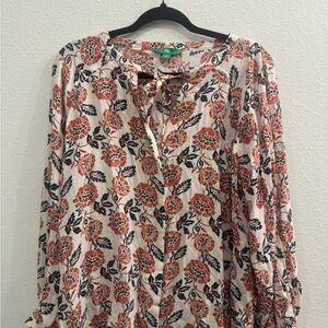 Dip Floral Blouse - Red and Blue